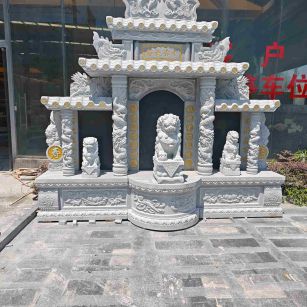 宣城芝麻白中国黑石材套墓 花岗岩墓碑