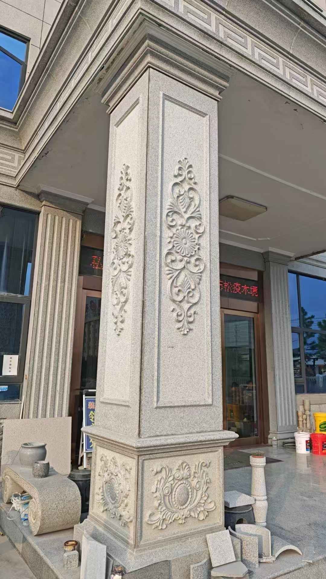 宣城芝麻白别墅雕刻柱子  黄金麻
